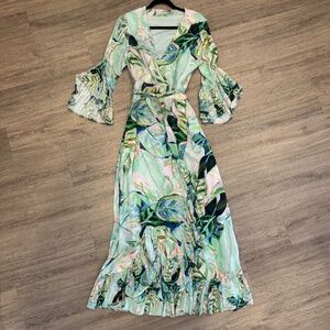 Anthropologie bl-nk Faux wrap Maxi dress ruffle dress